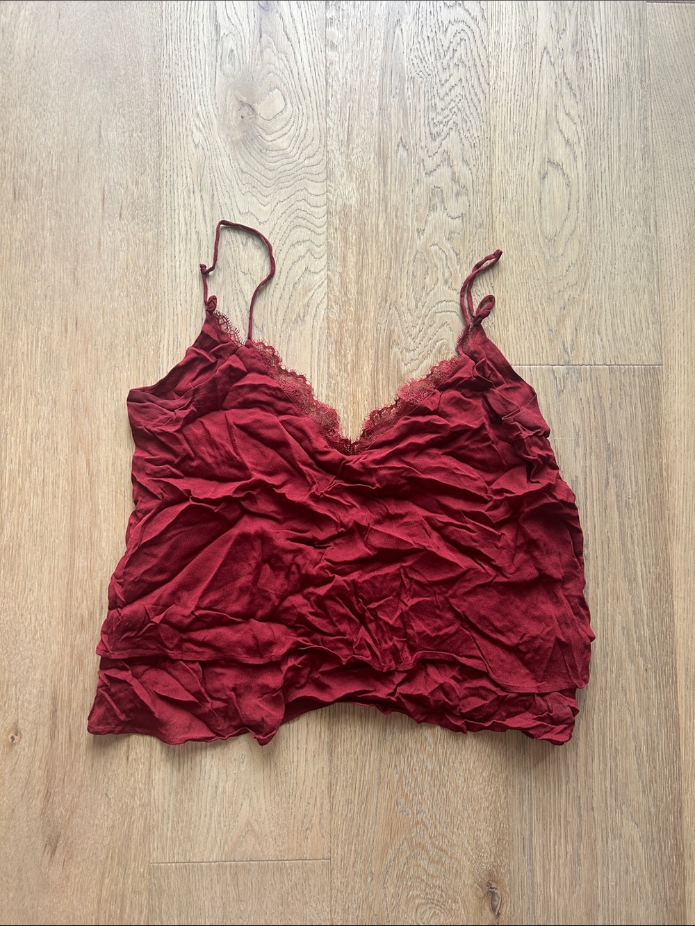 Zara Red Lace Trim Cami Tank Top